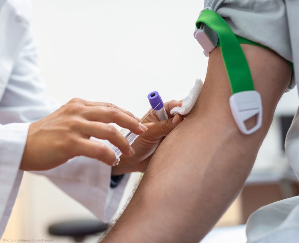 The CBC Classic tourniquet in use during blood sampling